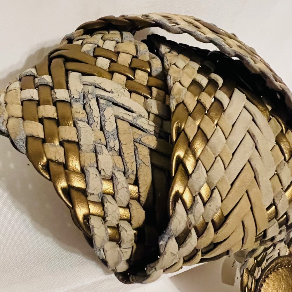 Braided Belt-Women's Size Small-2 1/2" wide-Bronze/Tan mix-Casual-Lightweight - Picture 12 of 13